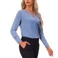 thumbnail image 4 of INSPIRE CHIC Blouse de Travail de Bureau pour Femme à Manches Longues à Col en V Blouse Bleu Gris TP, 4 of 6