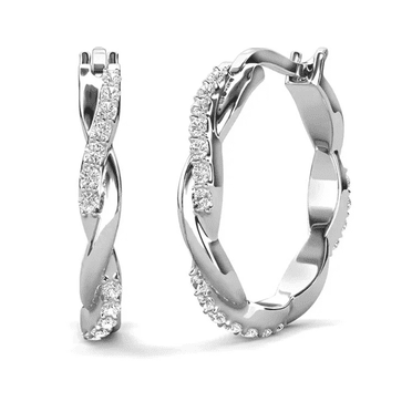 Cate & Chloe Lauren 18k White Gold Plated 22mm Hoop Earrings with Swarovski Crystals for Women