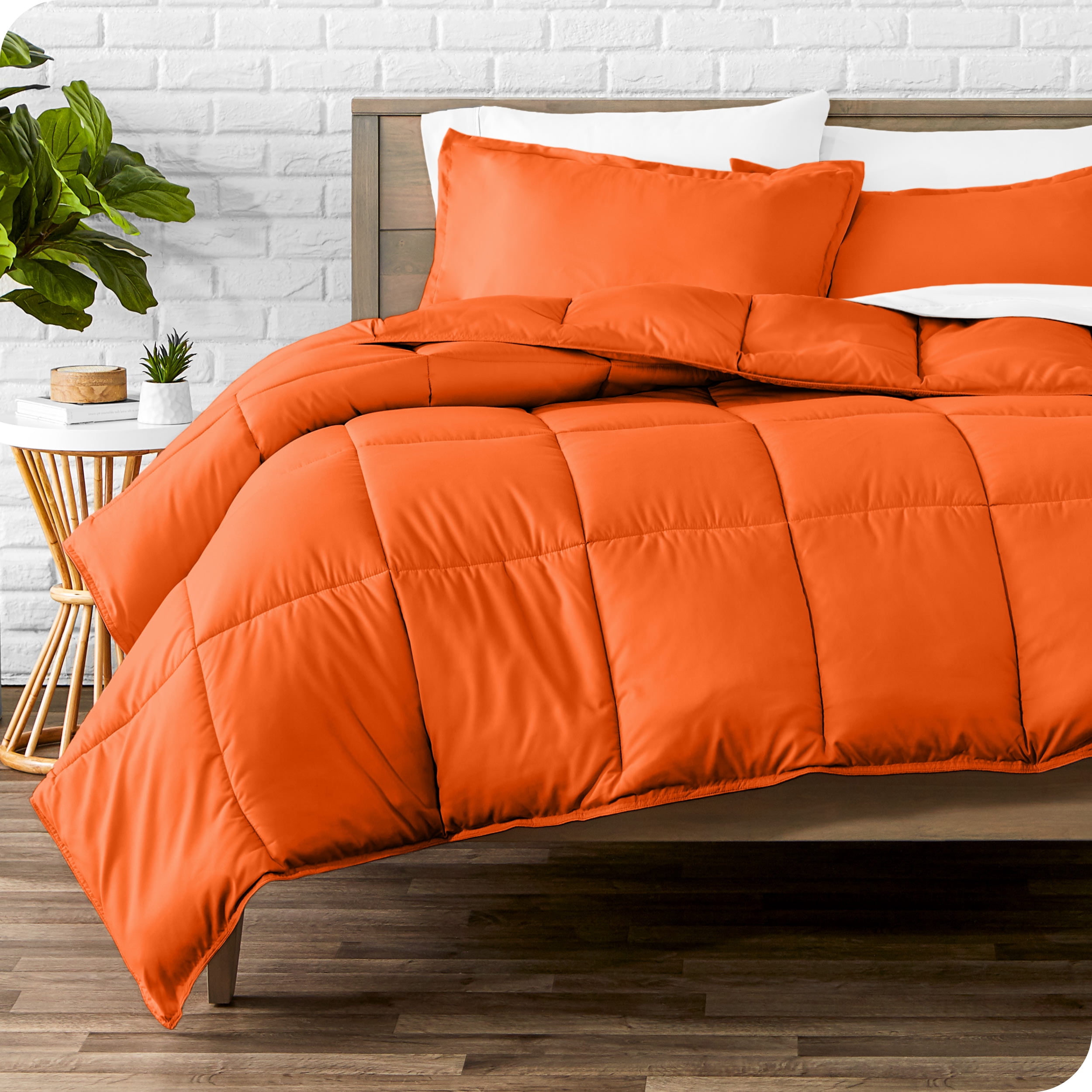 Bare Home Goose Down Alternative Comforter Set - 3 Piece Set - All Seasons - Queen, Orange