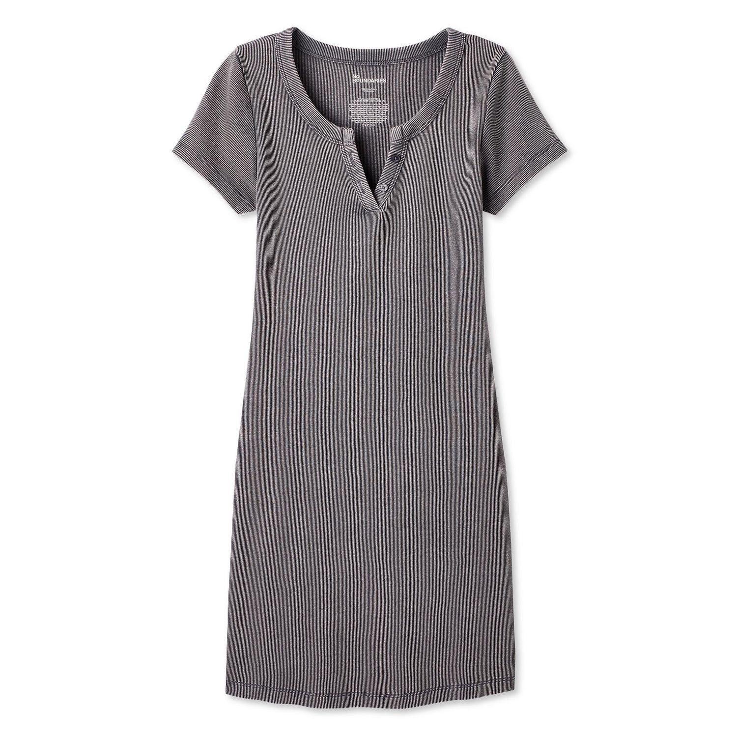 No Boundaries Women's Short-Sleeve Henley Dress