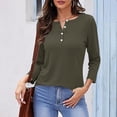 thumbnail image 2 of Timegard Tops for Women Long Sleeve Notched V-Neck Button Shirts Solid Color Fall Casual Loose Comfy Tops, 2 of 5