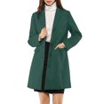thumbnail image 1 of INSPIRE CHIC Women's Coat Solid Color Notched Lapel Single Breasted Winter Peacoat Green M, 1 of 7