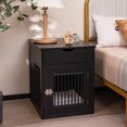 thumbnail image 4 of Costway 2-In-1 Furniture Dog Crate with Drawer Wired & Wireless Charging Side End Table Black, 4 of 10