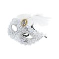 thumbnail image 1 of Unique Bargains Halloween Christmas 1 Pc Dragon Pattern Feather Half Face Party Mask for Masquerade Party White, 1 of 5