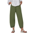 thumbnail image 1 of Timegard Plus Size Pants for Women Elastic Waist Solid Color Comfy Fall Casual Crop Pants with Pockets, 1 of 5