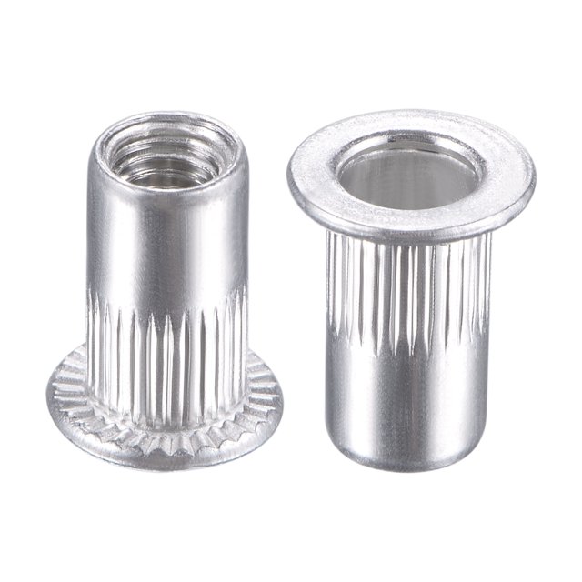 Unique Bargains M4 Rivet Nuts Aluminium Alloy Knurled Flat Head Threaded Insert Nut Silver 50 pcs