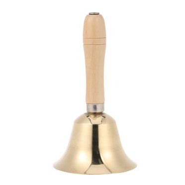 CIMAXIC Party Copper Rattle Bell with Wooden Handle Dinner Party Handbell Restaurant Call Service Bell 8cm in Diameter(Golden),5.91"X3.15"X3.15"