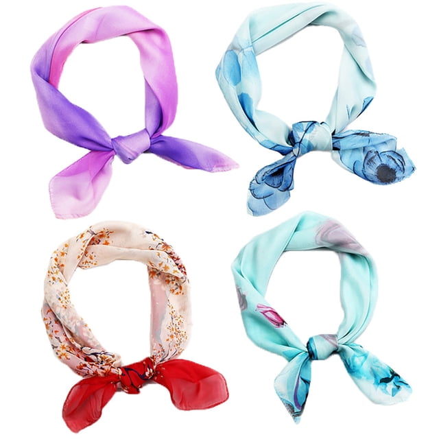 Square Scarf Set Floral Smooth Fashion Neckerchief Scarf Neck Scarf for Women