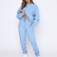 thumbnail image 1 of FNFYFH Liquidation Femmes Chandails en Molleton Survêtements 2025 Automne Manches Longues Ensembles de Sport Confort Col Rond Chandail à Enfiler Hauts avec Cordon Pantalons de Survêtement Unis Tenues Athlétiques Bleu,G, 1 of 7
