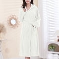 thumbnail image 2 of WRKEKC Womens Robe Solid Color Plush with Pockets Hooded Cotton Absorbent Quick Dry Bathrobe for Women Fall Lounge Wear, 2 of 4
