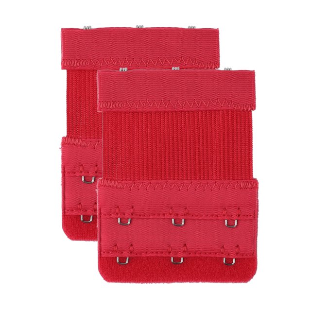 INSPIRE CHIC Rallonges de Soutien-Gorge Extensibles pour Femmes, 2 Pcs, 2x2/2x3/2x4 Crochets, Bretelle d'Extension de Soutien-Gorge Élastique au Dos, Bande de Soutien-Gorge Rouge, 2 Rangées, 3 Crochets