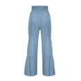 thumbnail image 5 of RKSTN Womens Pants Fashion Casual High Waist Elastic Waist Drawstring Straps Solid Color Ruffle Wide Leg Pants Soft Loose Straight Leg Hiking Pants, 5 of 5