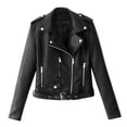thumbnail image 1 of XZNGL Cropped Jacket Women Ladies Lapel Motor Jacket Coat Zip Biker Short Punk Cropped Tops, 1 of 9