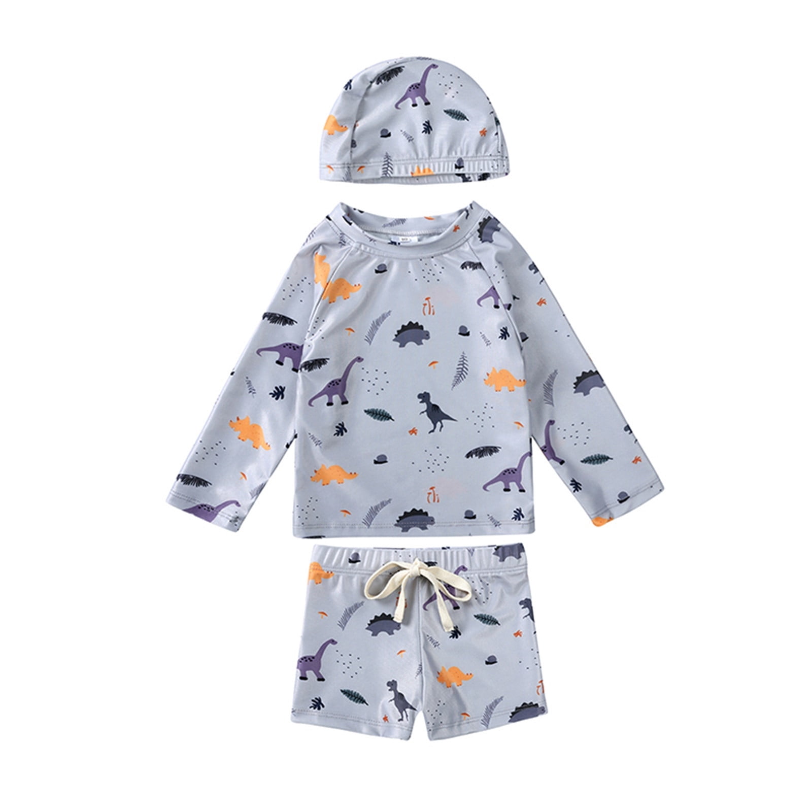 MIASHUI Boys Swimsuit Rash Guard Bathing Suit Toddler Girls Swim Trunk with Swimming Cap,Light Purple,6-7 Years