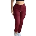 thumbnail image 1 of Women's Cargo Pants, Drawstring Elastic Waist Casual Pants with Pockets for Everyday, Work, Lounge, All Seasons, 1 of 4