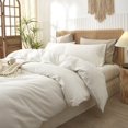 thumbnail image 3 of Washed Cotton Duvet Cover Set Linen Feel Natural Wrinkle Lightweight Comfy (King  Linen), 3 of 6