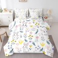 thumbnail image 1 of 7Pcs Floral Rabbit Kids Bedding Set for Boys,Full Size Comforter Set with Sheets and Pillowcase,7Pcs Bed in a Bag,Cartoon Animal Children Bed Set, Blossom Comforter, 1 of 5