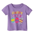 thumbnail image 1 of MIASHUI T-Shirt Amusant pour Enfants avec Lapin, Filles Garçons, Manches Courtes, Col Rond, Pâques, Violet, 6-7 Ans, 1 of 4