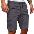 thumbnail image 1 of Mens Casual Drawstring Cargo Shorts Classic Relaxed Fit Elastic Waist Work Shorts with Multi-Pocket, 1 of 8