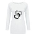 thumbnail image 3 of MesaSe T-Shirts à Manches Longues pour Femmes Time And Tru Femmes Mode Décontractée Imprimé Col Rond Ample T-Shirt à Manches Longues Haut Blouse Chandail, 3 of 6