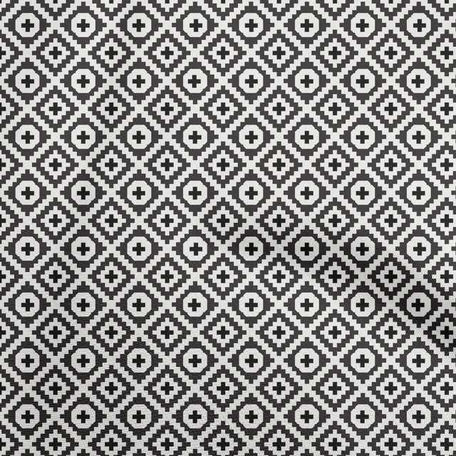 oneOone Georgette Viscose Black Fabric Geometric Sewing Material Print Fabric By The Yard 42 Inch Wide