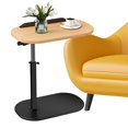 thumbnail image 4 of Neinkie C Shaped End Table, Adjustable Height Skinny Side Table, 360 Degree Swivel TV Tray Table, Night Stand with 2-Tier Storage Shelf, Reversible Couch Table (Brown), 4 of 8