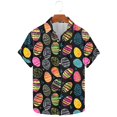 thumbnail image 2 of VBTAPA Mens Spring Shirts Happy Easter Day Rabbit Eggs Print Button Down Shirt Short Sleeve Hawaiian Beach Party Tops Big Sales Today Multicolor XXXL, 2 of 6