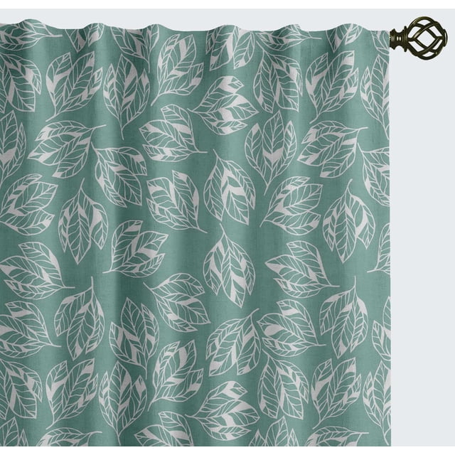 Vargottam 84 Inch Rod Pocket/Back Tab Cotton Curtains for Windows and Doors- Light Filtering Cotton- Light Filtering Drapes For Doors- Set of 2 Panels, 52"x84"- Hand Drawn Leaves Print (Green)