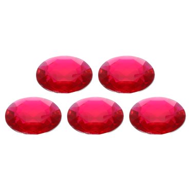 Unique Bargains Acrylic Flat Back Rhinestones 5 Pcs 2 Inch Round Artificial Gemstone Craft Bead Jewelry Making Peach Red