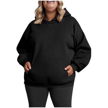 yillto Womens Plus Size Sweatshirts Crew Neck Basic Causal Loose Plain Hoodie Sweatshirt Tops L-5XL