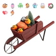 thumbnail image 1 of Gymax Jardinière Chariot en Bois Décoratif Intérieur/extérieur Chariot Rustique pour Fleurs avec Roue Rouge, 1 of 10