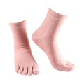 thumbnail image 2 of relayinert Soft Five Toe Socks Stretchable Cotton High Crew Socks Athletic Solid Socks Pink 1Set, 2 of 5