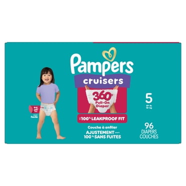 Pampers Couches - Cruisers 360° - Taille 5, Ajustement jusqu'à 100 % Anti-Fuites, Conçues pour les Bébés Actifs, Couche-Culotte à Enfiler, Onglets Faciles à Enlever Conçus pour des Changements Faciles
