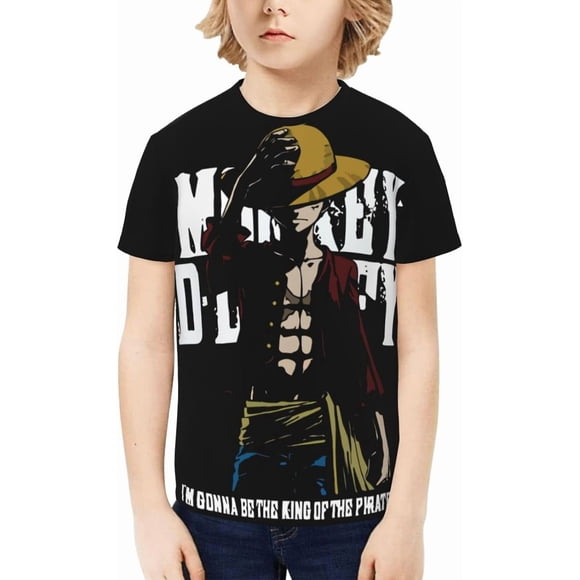 One Piece Anime Boys Girls 3D Graphic Printed T-Shirt Crewneck Short Sleeve Tees Kids Novelty Shirts 6-14 Years