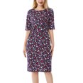 thumbnail image 4 of Penkiiy Robe d'Allaitement à Manches Courtes pour Femme Enceinte, Mode, Imprimé Floral, Vin P, 4 of 7