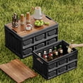 thumbnail image 1 of 20L Foldable Camping Storage Box with Wooden Lid Organizer for Car Trunk Outdoor Gear Collapsible Plastic Bin Portable Utility, 1 of 9