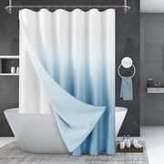 Shower Curtain Blue Ombre with Snap-in Liner Waffle Weave Shower Curtain Set Elegant Modern Double Layers Waterproof Shower Curtains for Bathroom with Hooks Hotel Bath Curtains, 72x72 Misty Blue