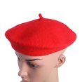 thumbnail image 4 of Kids Girls Warm French Style Beret Hat Solid Beanie Winter Autumn (Red), 4 of 4