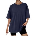thumbnail image 1 of Timegard Womens Tops Athletic Crewneck Short Sleeve Loose Workout Top Comfy Solid Color Casual Basic Tee, 1 of 3