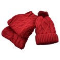 thumbnail image 1 of Women Fur Lined Beanie Pom Pom Hat and Scarf Set, 1 of 2