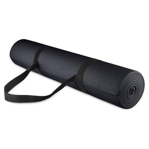 Fitvids 1/4-Inch Tapis de yoga à haute densité, épais et antidérapant, avec ceinture de transport, noir