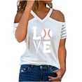 thumbnail image 1 of Birdeem Fashion Woman Causal V-Neck Printing Blouse Short Sleeve Cold Shoulder T-Shirt Summer Tops, 1 of 8