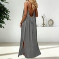thumbnail image 2 of Daiosportswear Robe Longue de Détente pour Femmes à Bretelles Spaghetti, Dos Nu, Coupe Ample, Robe-Robe à Manches Courtes pour Femmes Gris m(m), 2 of 7