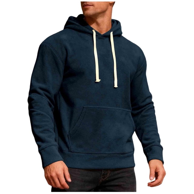 RXMEKW Hooded Sweatshirt Men, Casual Outdoor Fleece Sweatshirt with Drawstring Hood and Pockets