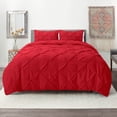 thumbnail image 1 of Nestl 3 Piece Pinch Pleated Duvet Cover Set with Button Closure & Corner Ties - 100% Soft Hypoallergenic Microfiber Pintuck Decorative Duvet Cover Sheet Set, Queen - Cherry Red, 1 of 9