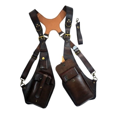 Luzkey Steampunk Shoulder Harness Bag Wallet Adjustable Strap Anti Case for Men Women for Sports Riding Bike, Brown Dunkelbraun