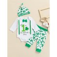 thumbnail image 2 of Honganda Infant Boy Outfit Letter Four-leaf Clover Long Sleeve Romper Pant Hat, 2 of 8