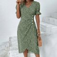 thumbnail image 1 of Robe Midi à Imprimé Floral avec Manches Courtes et Col en V pour Femmes, 1 of 2
