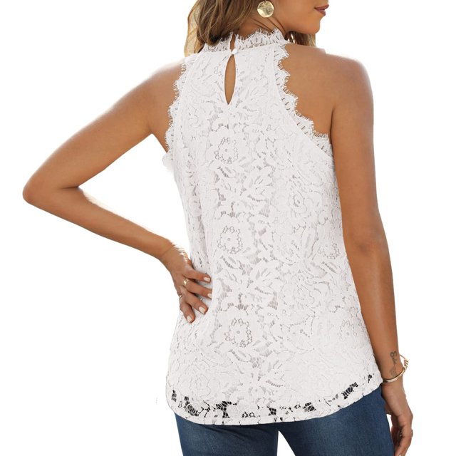 Chemise Sans Manches, Col Rond pour les Adolescents pour Boîte de Nuit Blanc S