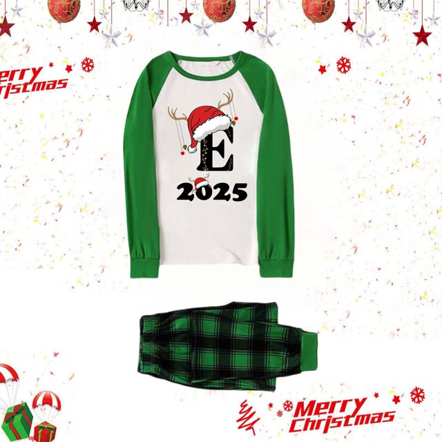 Dad Family Matching Christmas Pajamas Set Letter Print Parent Child Outfit